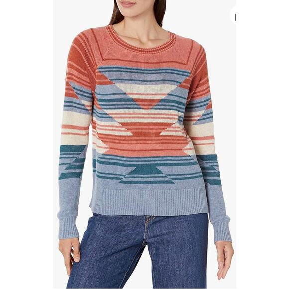NWT Pendleton Womens Raglan 100% Cotton Tribal Ethnic Grey/Orange Sweater Small - Picture 1 of 9